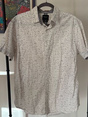Denim & Flower Cream Speckle Short-Sleeve Button-Down Shirt